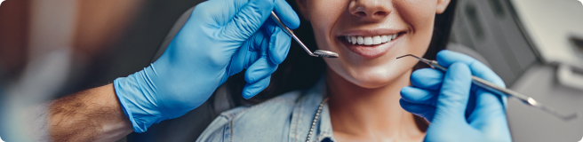 woman receiving a dental checkup